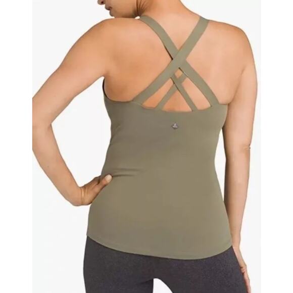 Prana Verana Tank, Size M, V Neck Strappy Back‎ Yoga Top, Green - Picture 2 of 16